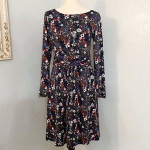 Boden Dress Abigail Long Sleeve Jersey In Pewter, Garden Meadow